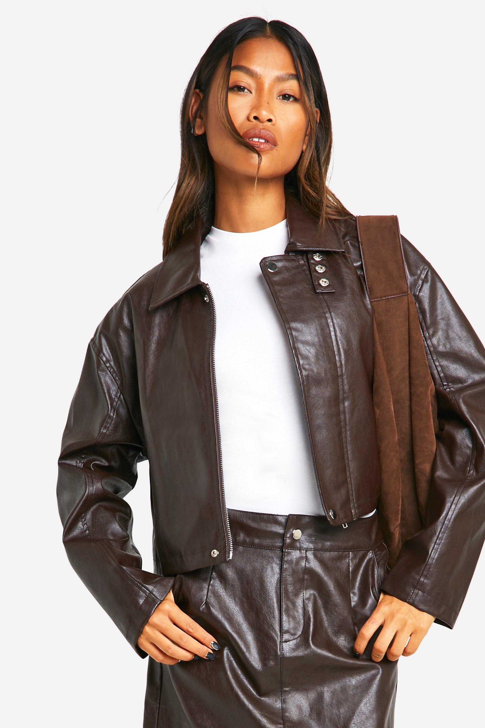 Deep red leather jacket best sale