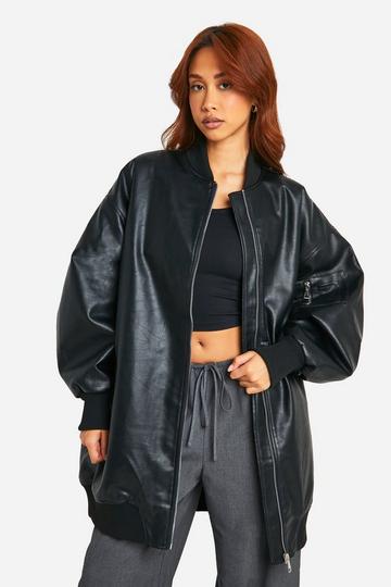 Longline Oversized Bomber Jacket black