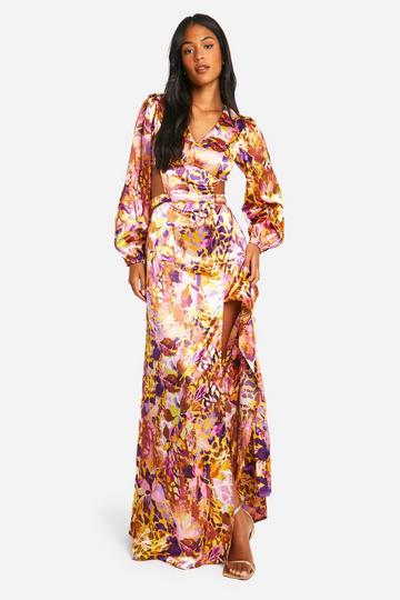 Tall Leopard Floral Cut Out Maxi Dress natural