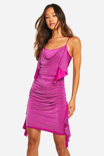 Tall Hot Fix Draped Mini Dress magenta