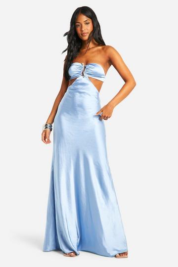 Tall Pearl Trim Detail Satin Maxi Dress blue