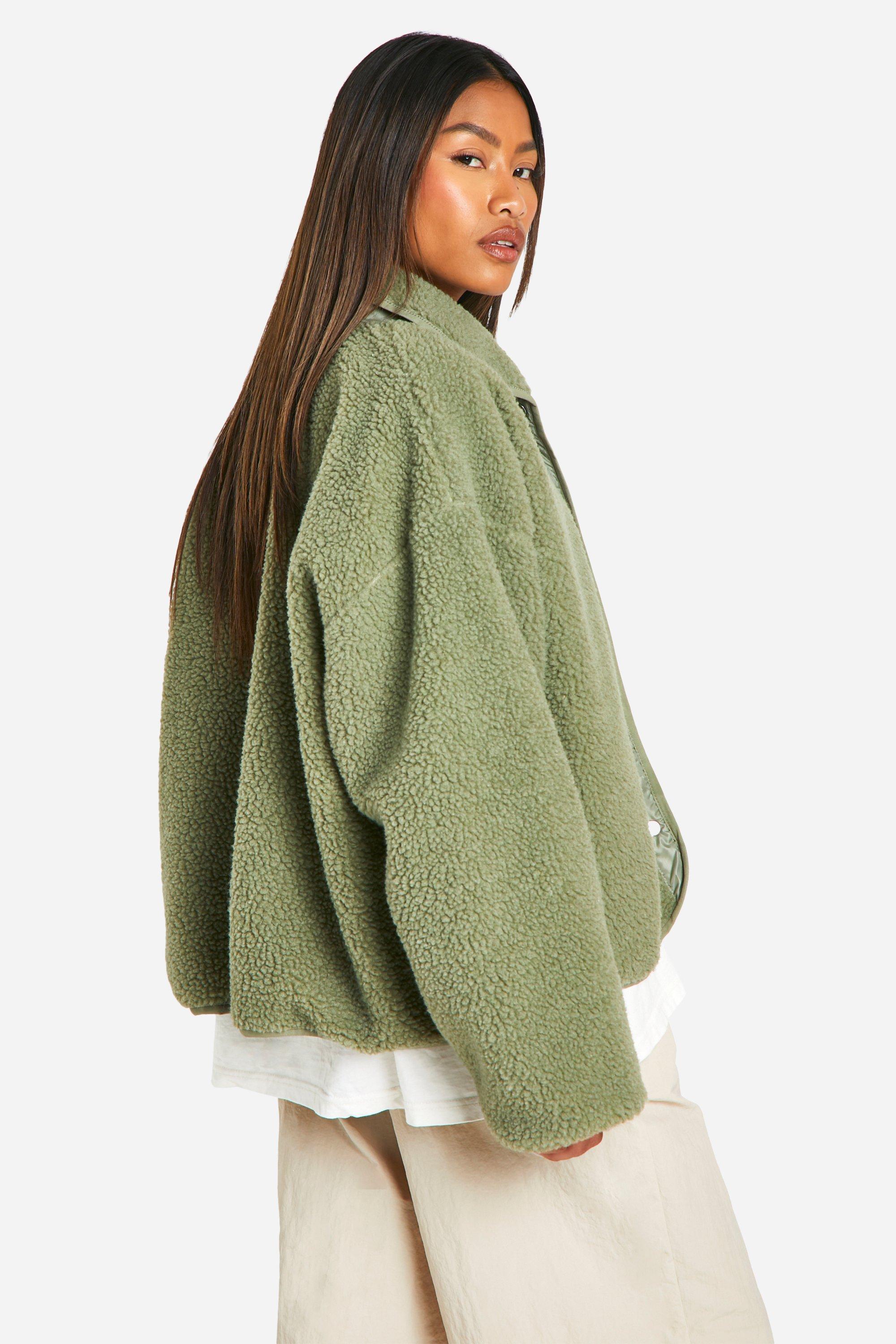 Green teddy jacket on sale
