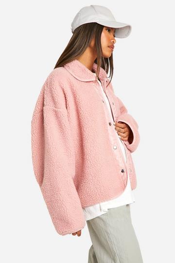 Pink Boxy Teddy Jacket