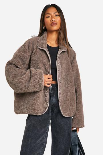 Boxy Teddy Jacket mushroom