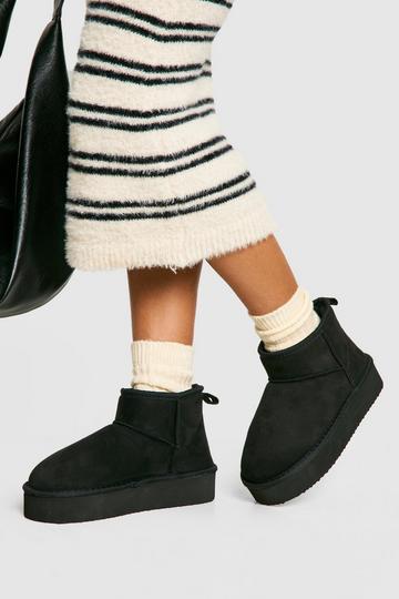 Platform Cosy Ankle Boots black