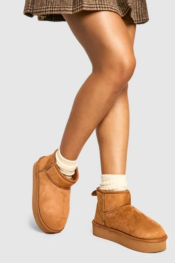 Platform Cosy Ankle Boots chestnut