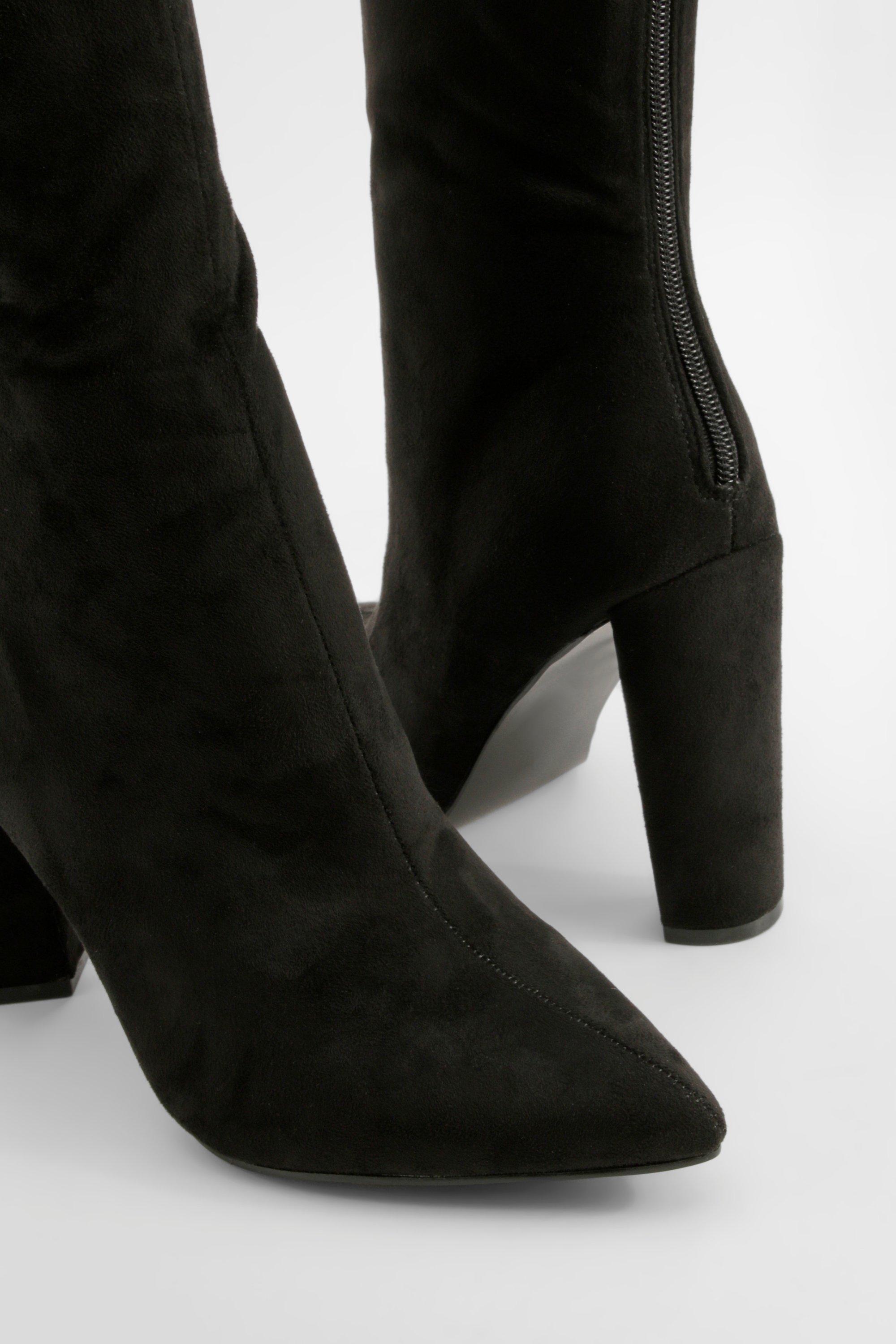 Bottines chaussettes pointues a talon carre