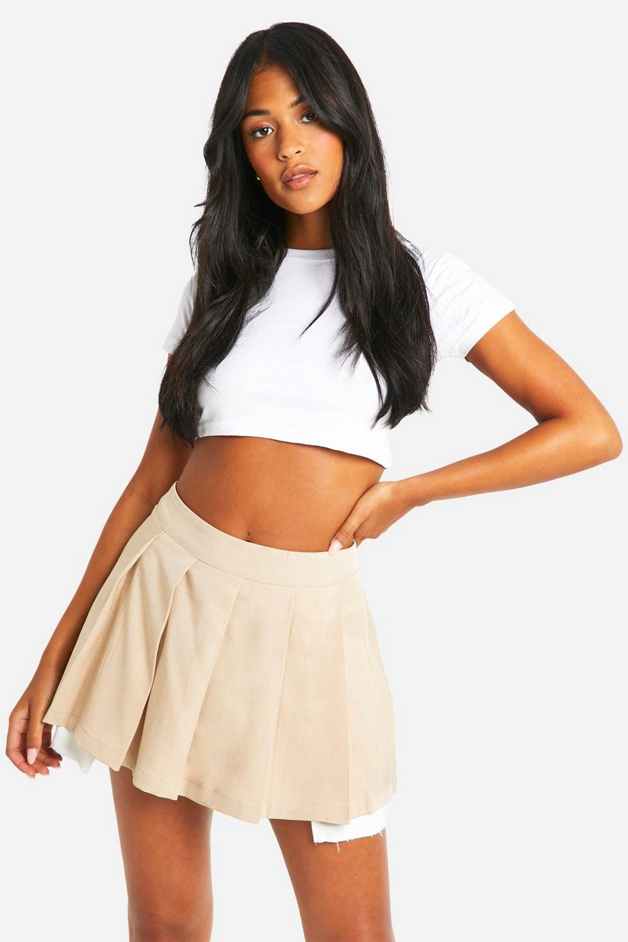 Stone Tall Contrast Band Pleated Skort image number 1