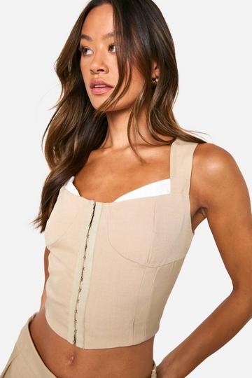 Tall Contrast Detail Hook And Eye Corset Top stone