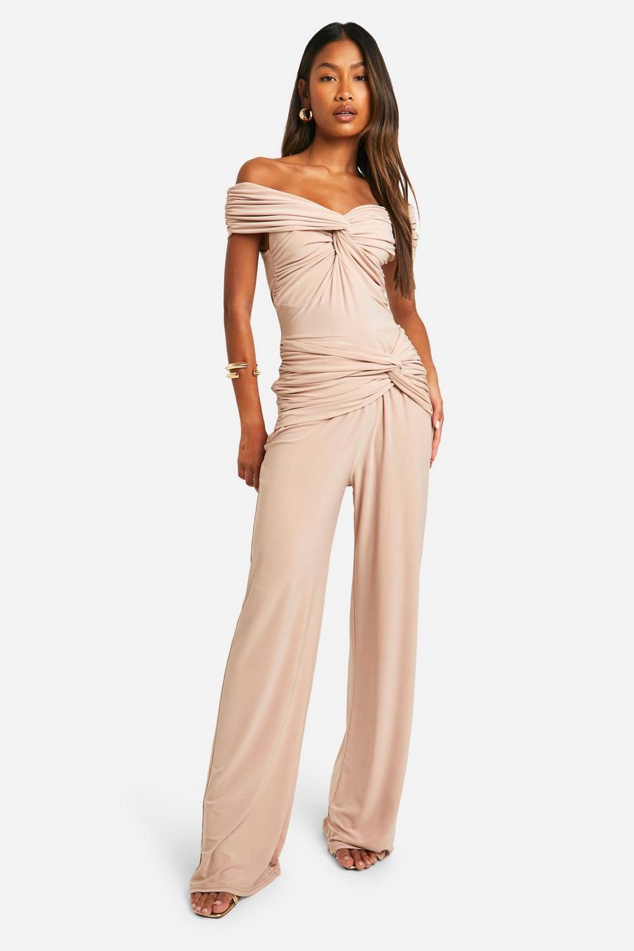 Stone Double Slinky Knot Front Jumpsuit