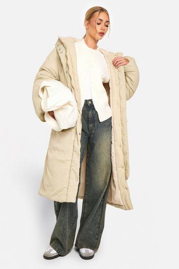 Stone Beige Maxi Padded Parka