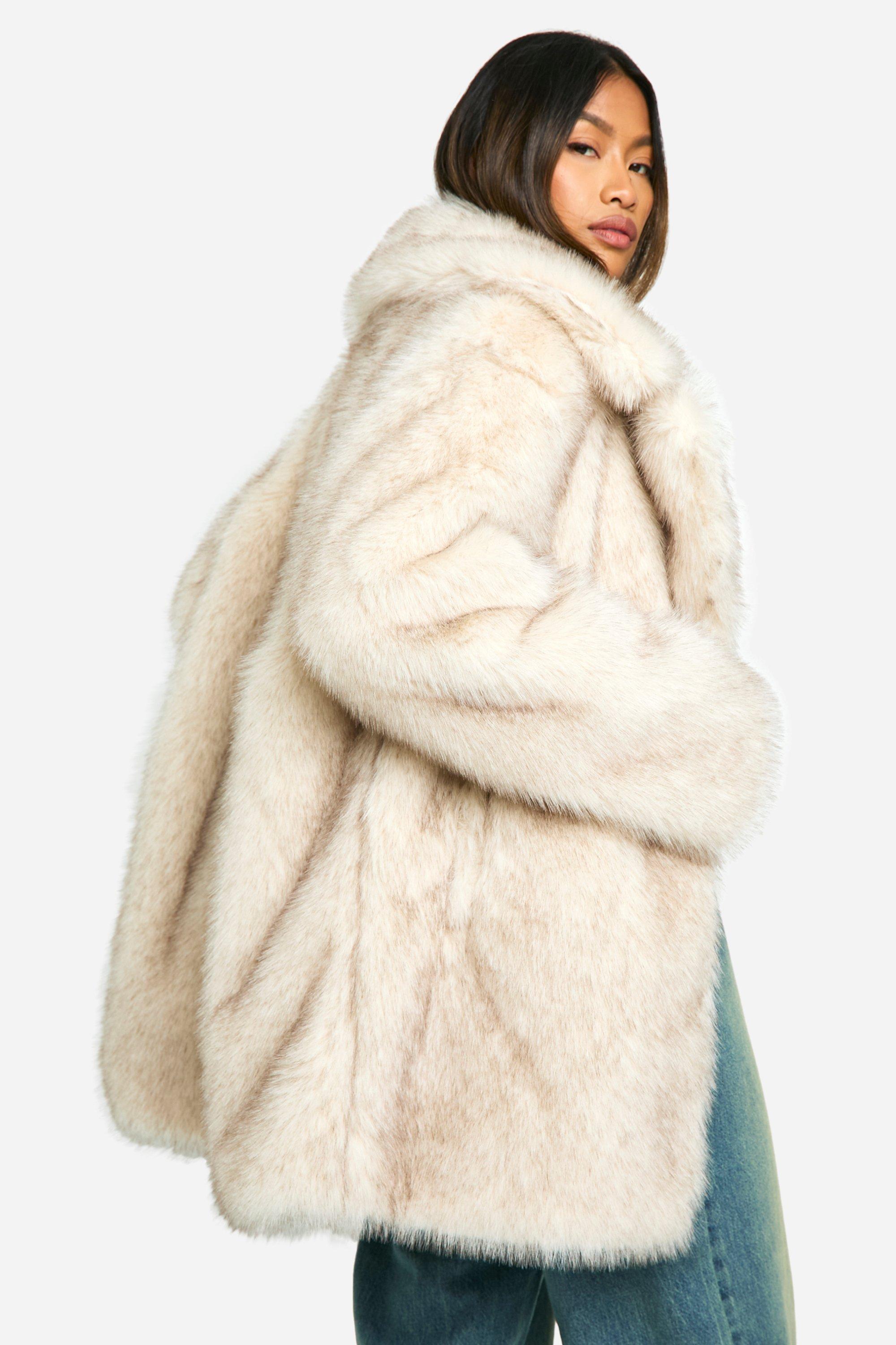 Longline Vintage Look Faux Fur Coat