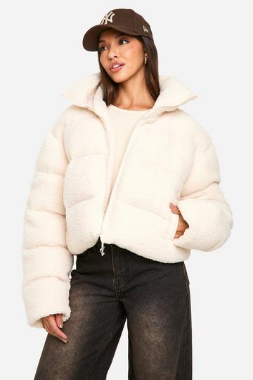 Gewatteerde Faux Fur Jas cream