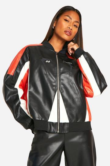 Black Contrast Moto Faux Leather Jacket