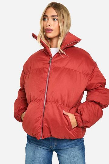 Peached Padded Puffer Jacket rust