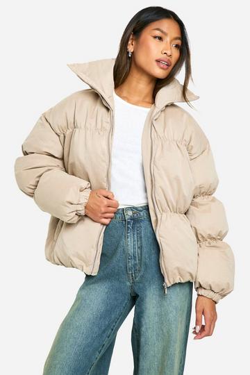 Stone Beige Peached Padded Puffer Jacket