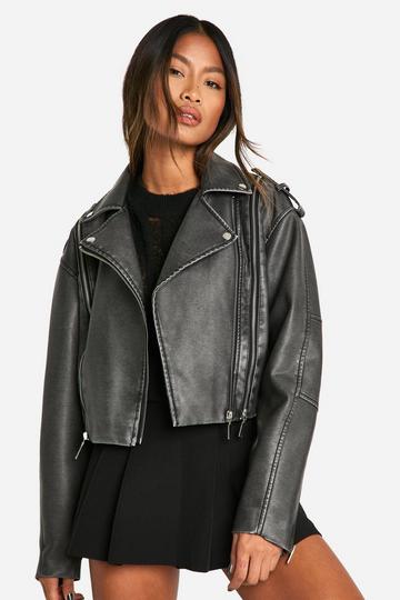 Faux Leather Biker Jacket black