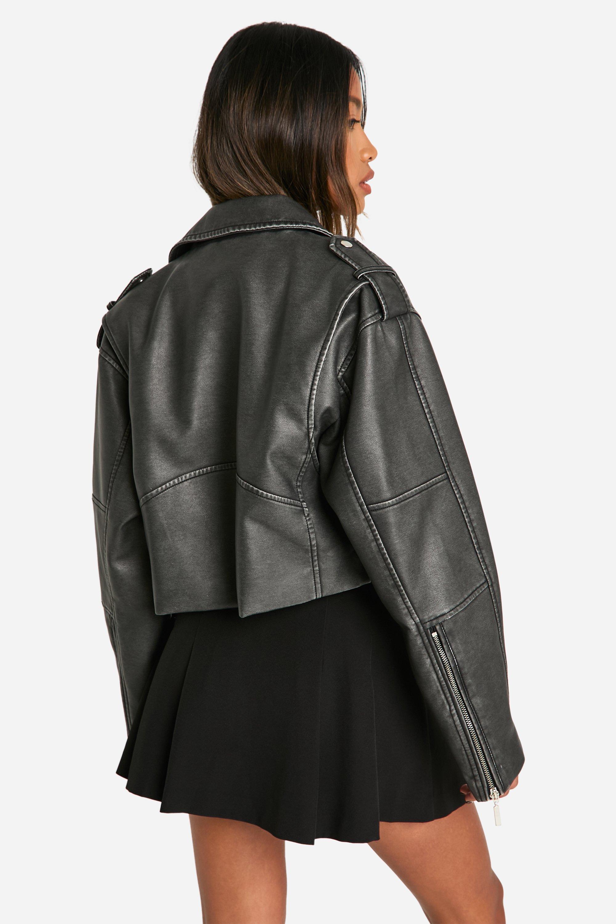 Boohoo Women s Faux Leather Biker Jacket Black