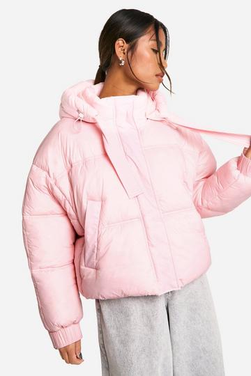 Pink Hooded Puffer Jacket