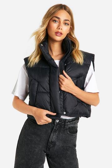 Black Cropped Padded Gilet