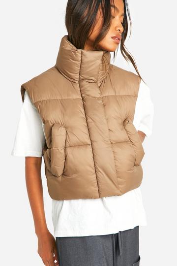 Cropped Padded Gilet mushroom