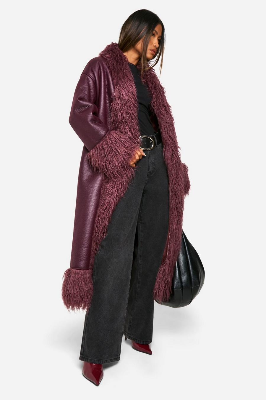 Faux Fur Trim Belted Coat | boohoo USA Faux Fur Trim Belted Coat | boohoo USA