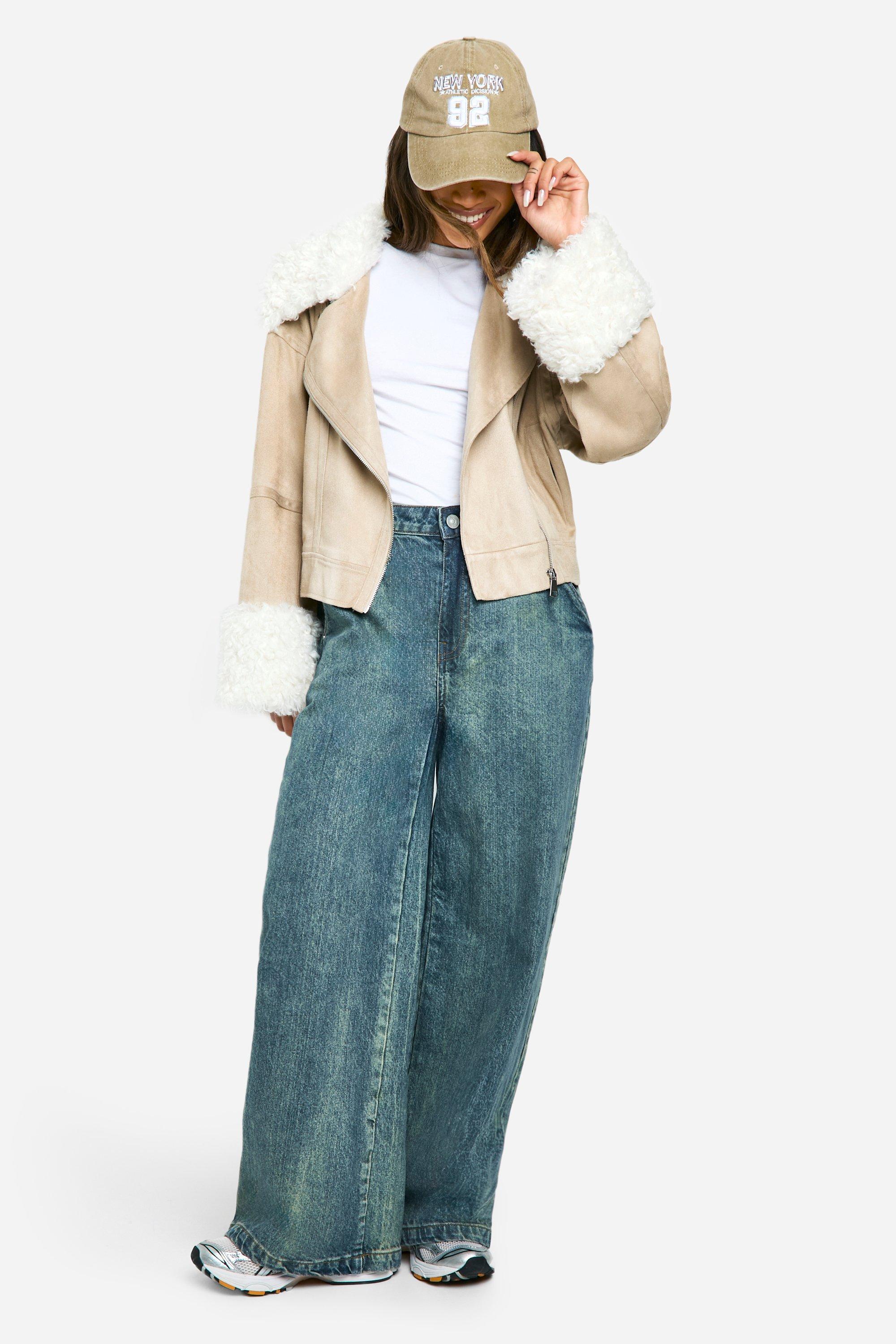 Veste biker fourrure femme cheap