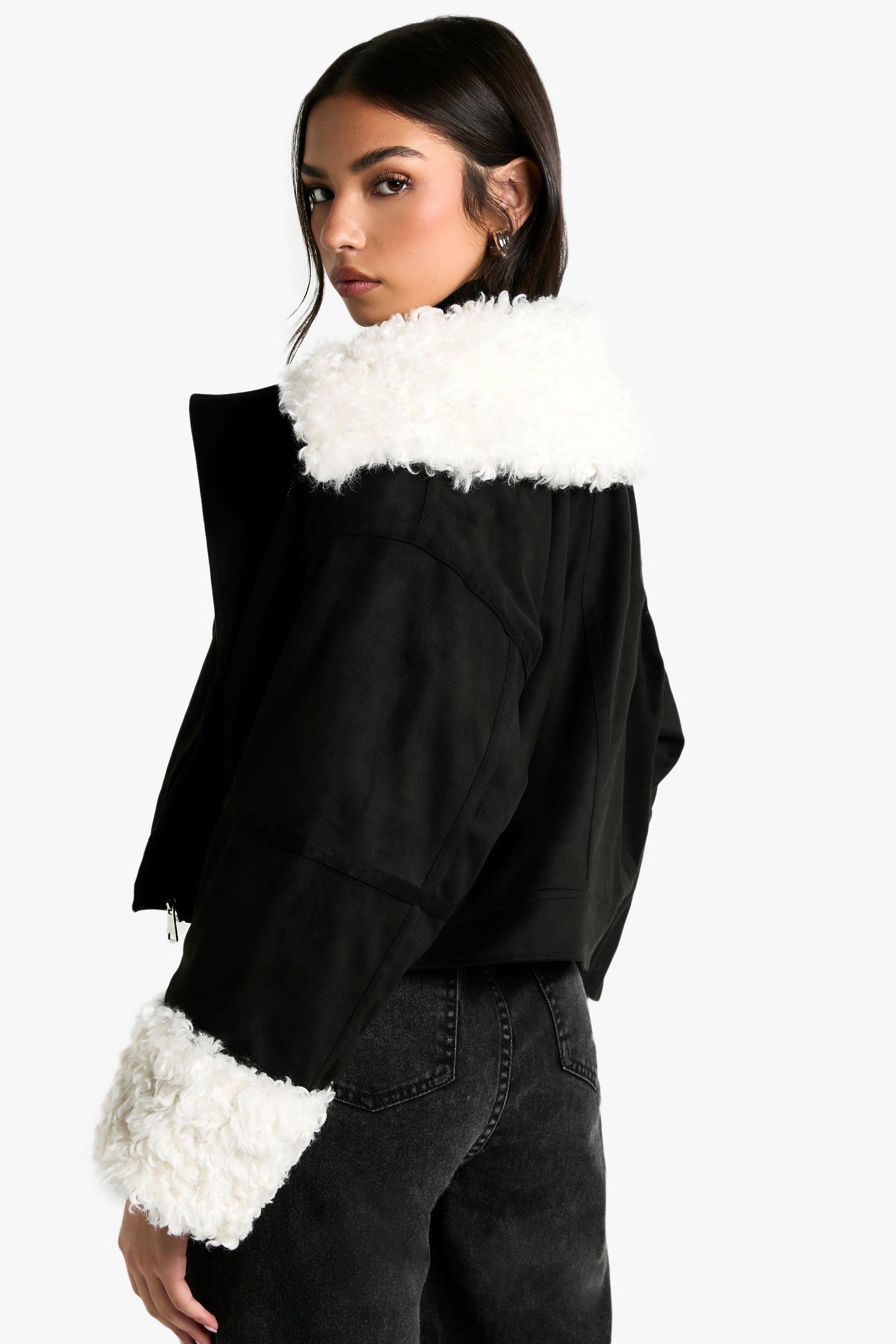 Veste biker fourrure femme outlet