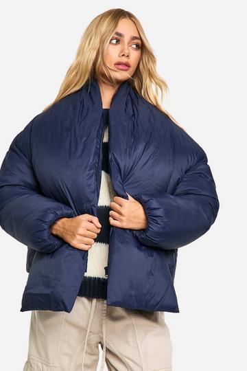 2 In 1 Scarf Puffer Jacket navy