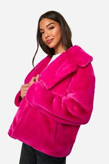 Middellange Faux Fur Jas hot pink