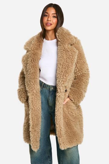 Teddy Faux Fur Coat biscuit