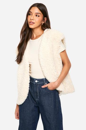 Cream White Teddy Faux Fur Gilet