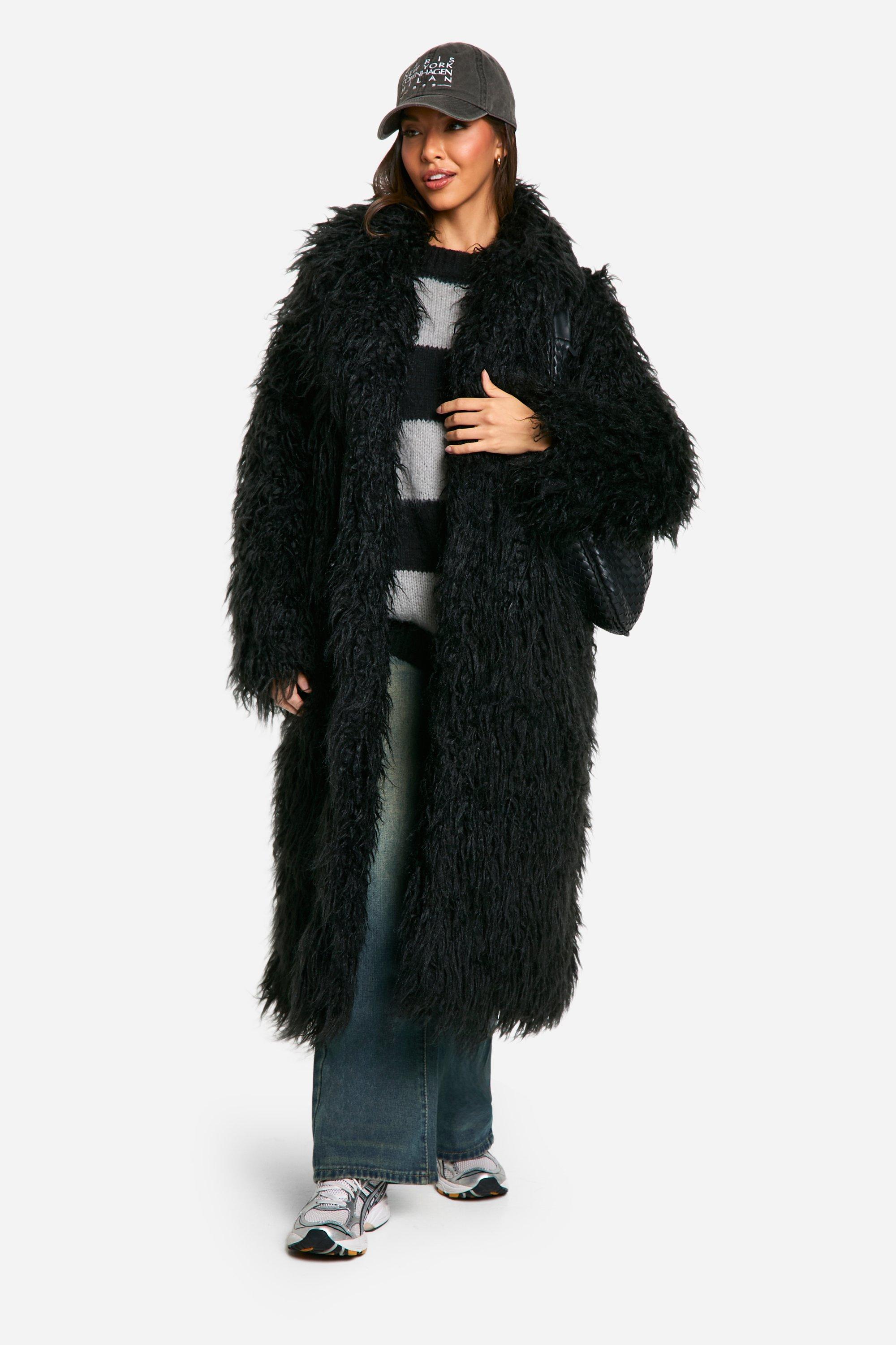 Faux Mongolian Fur Maxi Coat boohoo