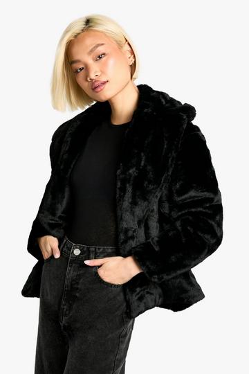 Mid Length Faux Fur Jacket black