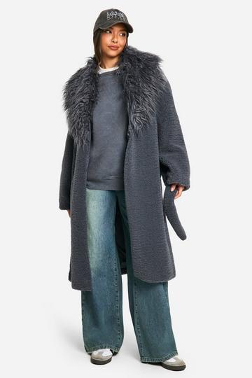 Faux Fur Maxi Coat charcoal