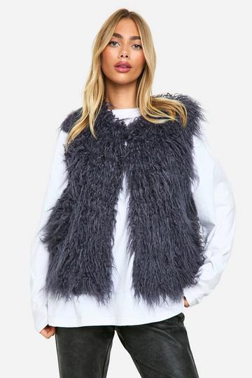 Faux Mongolian Fur Bodywarmer grey