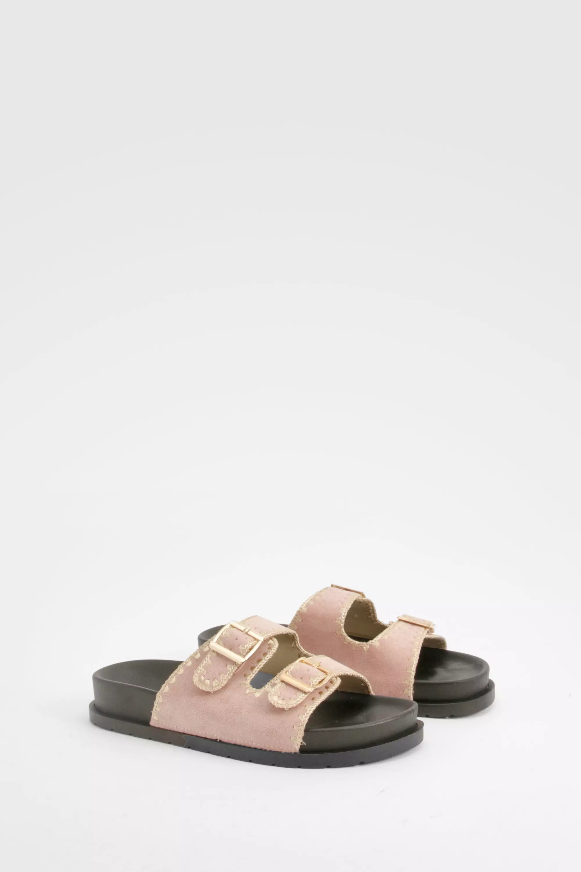 Light pink Contrast Stitch Footbed Slider صورة بديلة