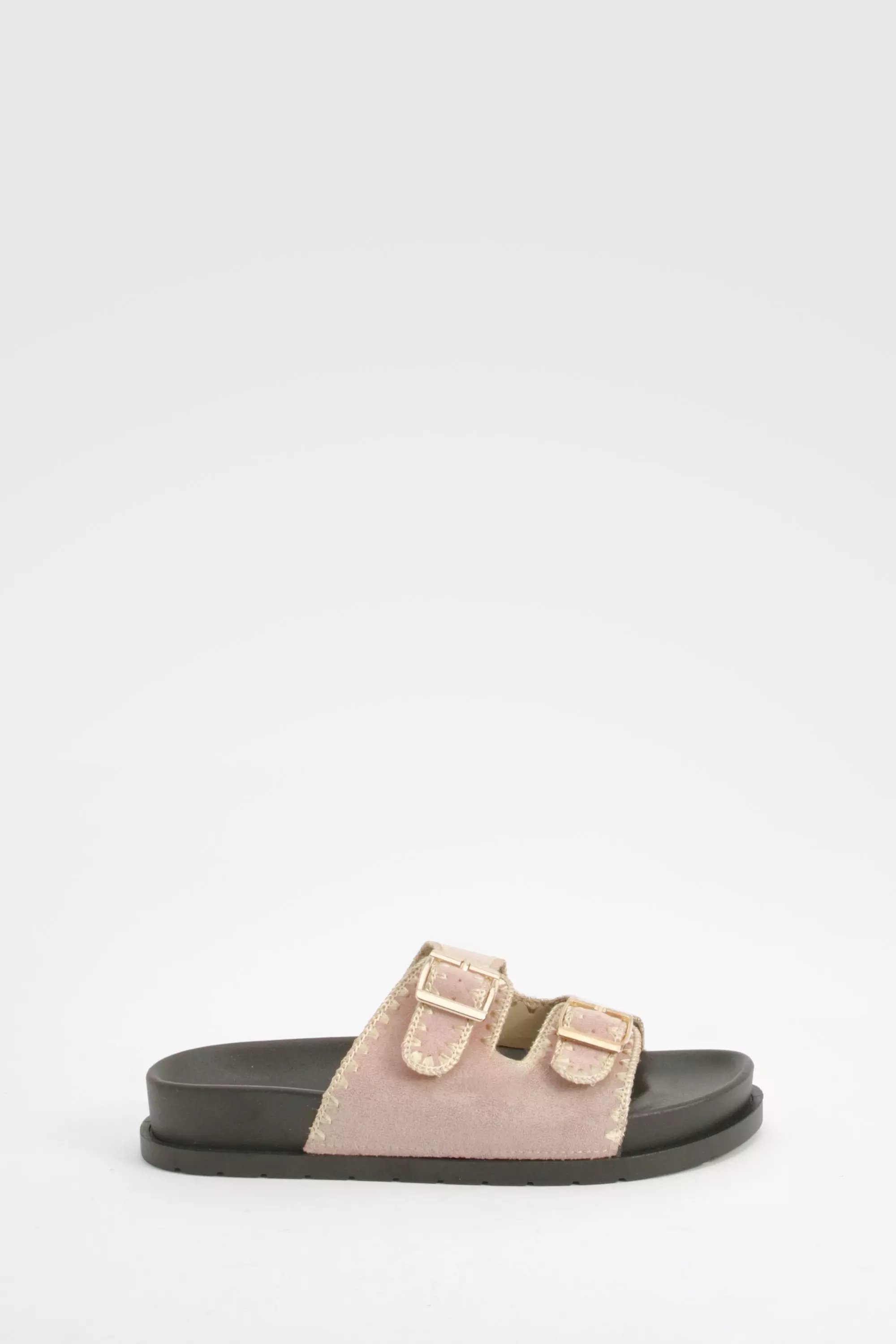 Light pink Contrast Stitch Footbed Slider صورة بديلة