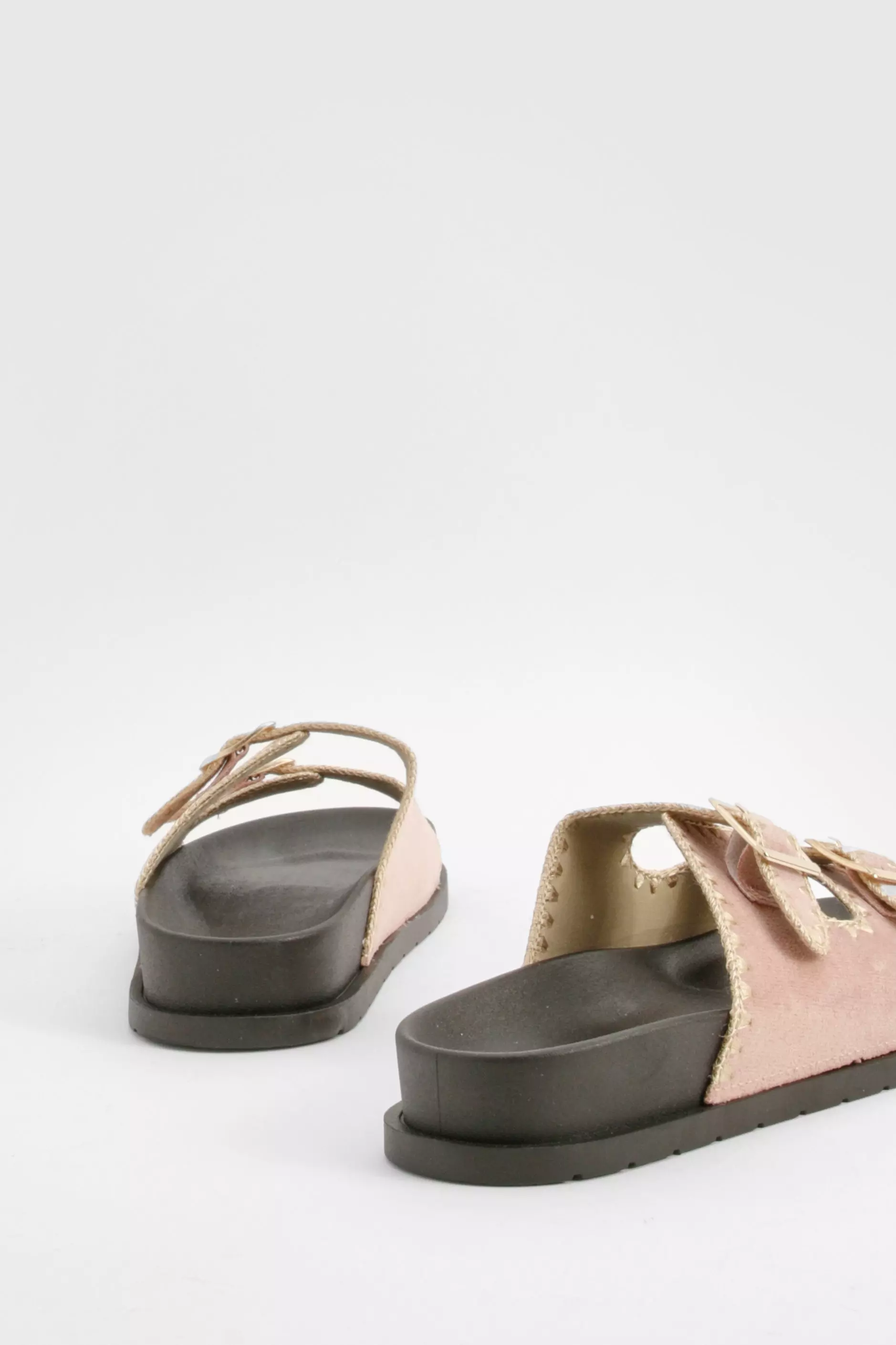 Light pink Contrast Stitch Footbed Slider صورة بديلة