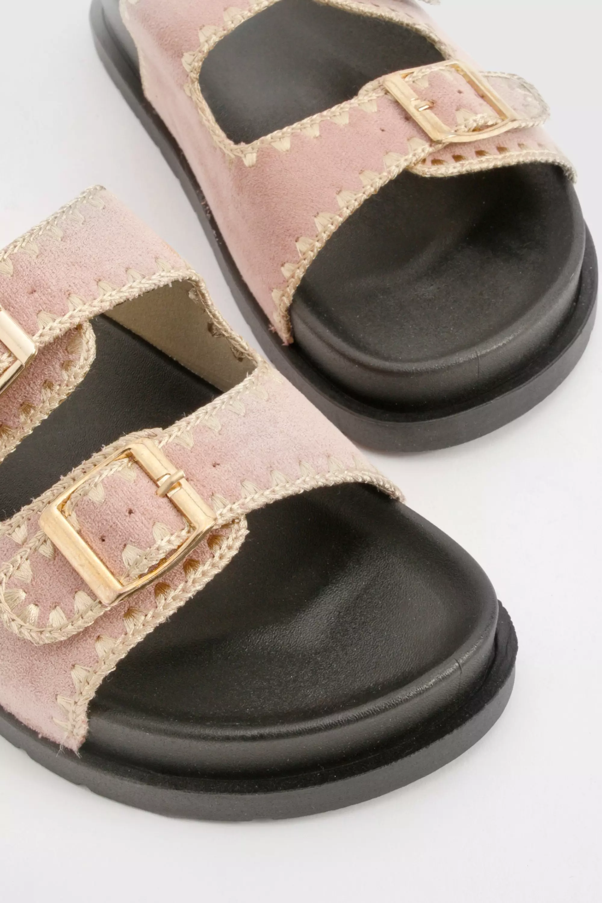 Light pink Contrast Stitch Footbed Slider صورة بديلة