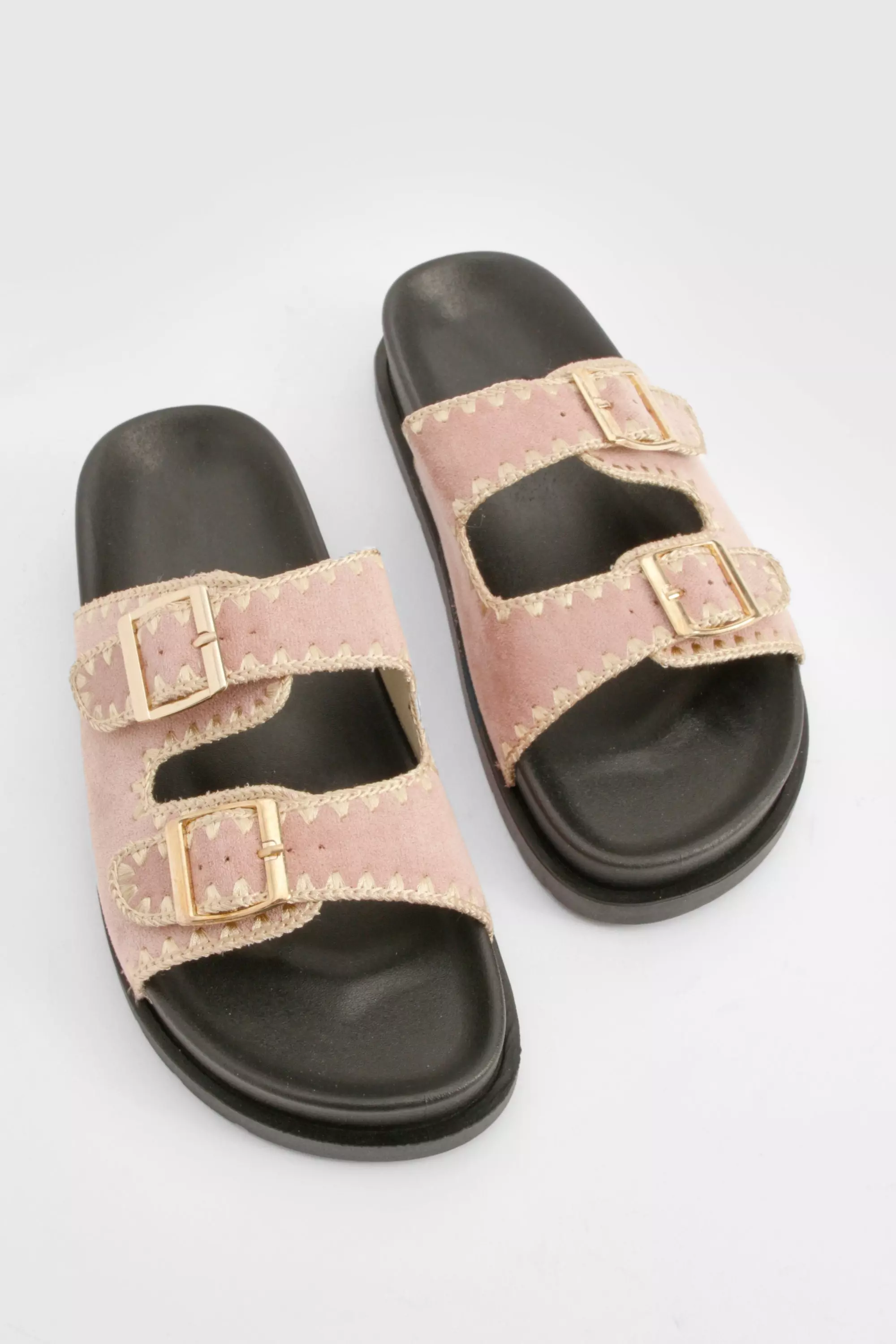 Light pink Contrast Stitch Footbed Slider صورة بديلة
