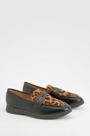 Leopard Panel Detail Loafer leopard