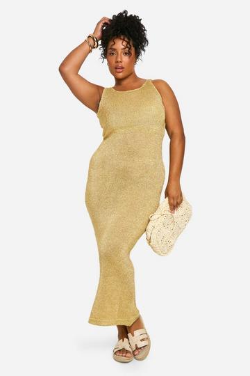 Yellow Plus Glitter Knitted Maxi Dress