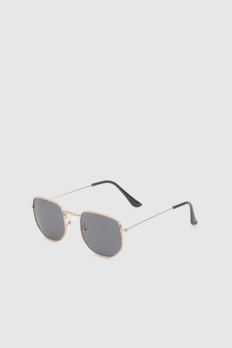 Gold Tinted Metal Frame Round Sunglasses