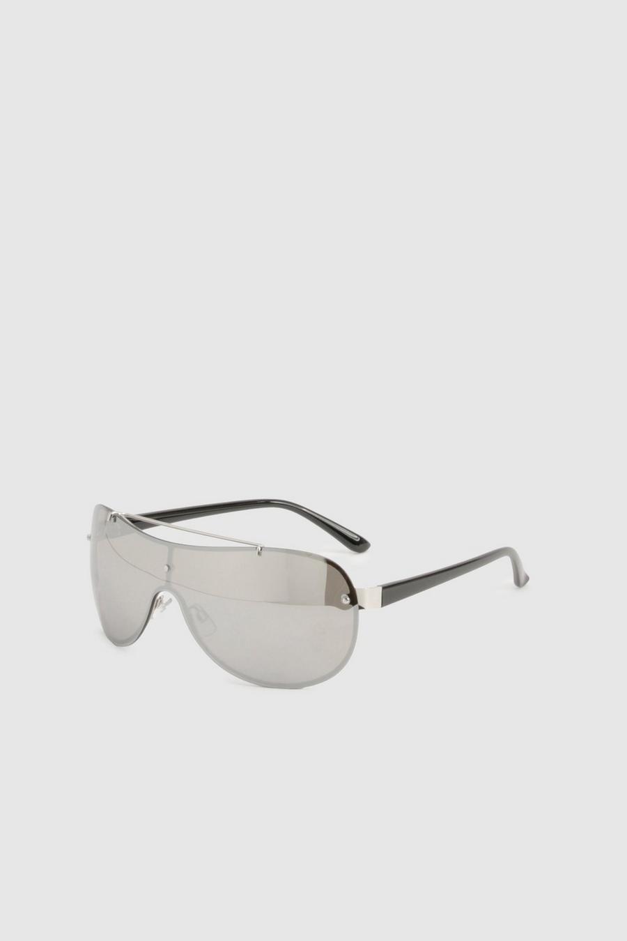 Black Oversized Visor Sunglasses image number 1