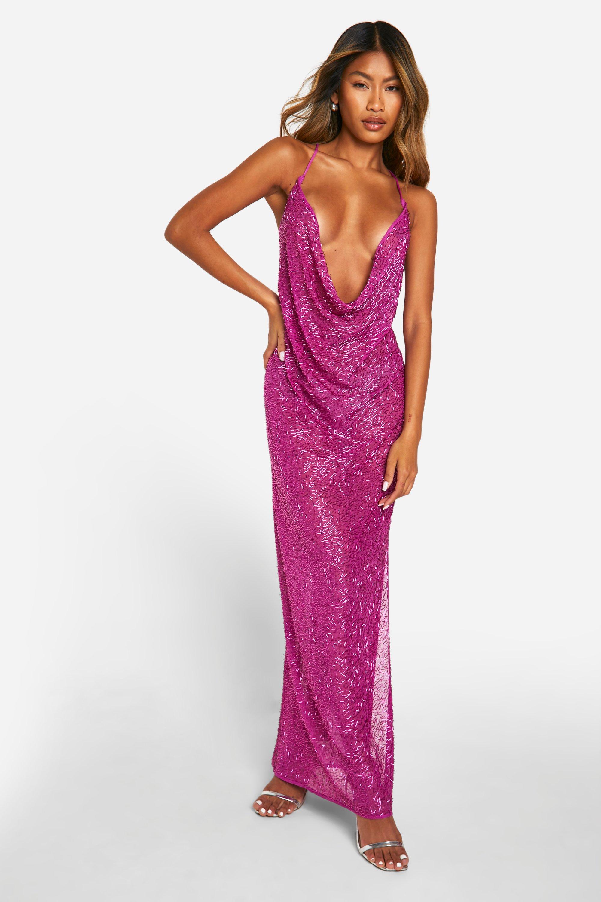 Purple sequin maxi dress hotsell