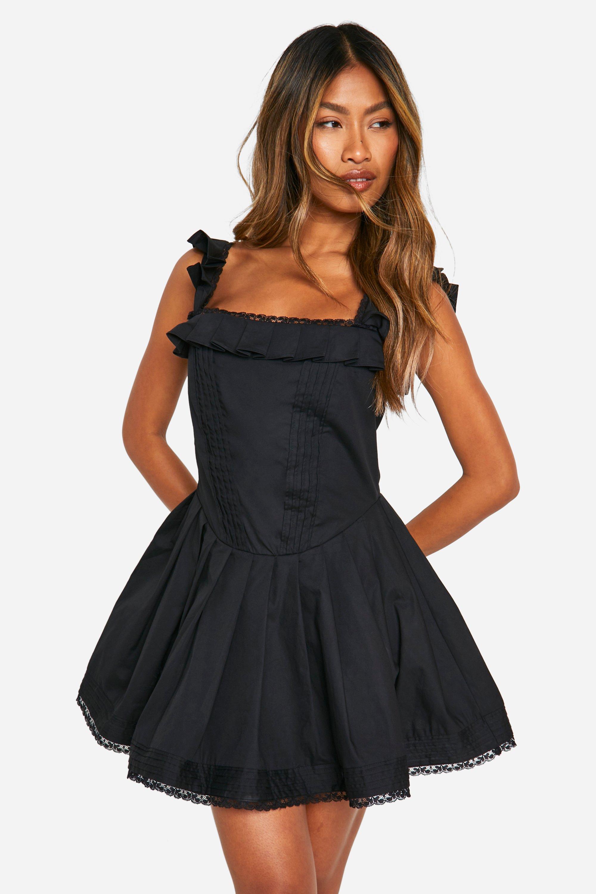 Cotton Milkmaid Frill Dress boohoo