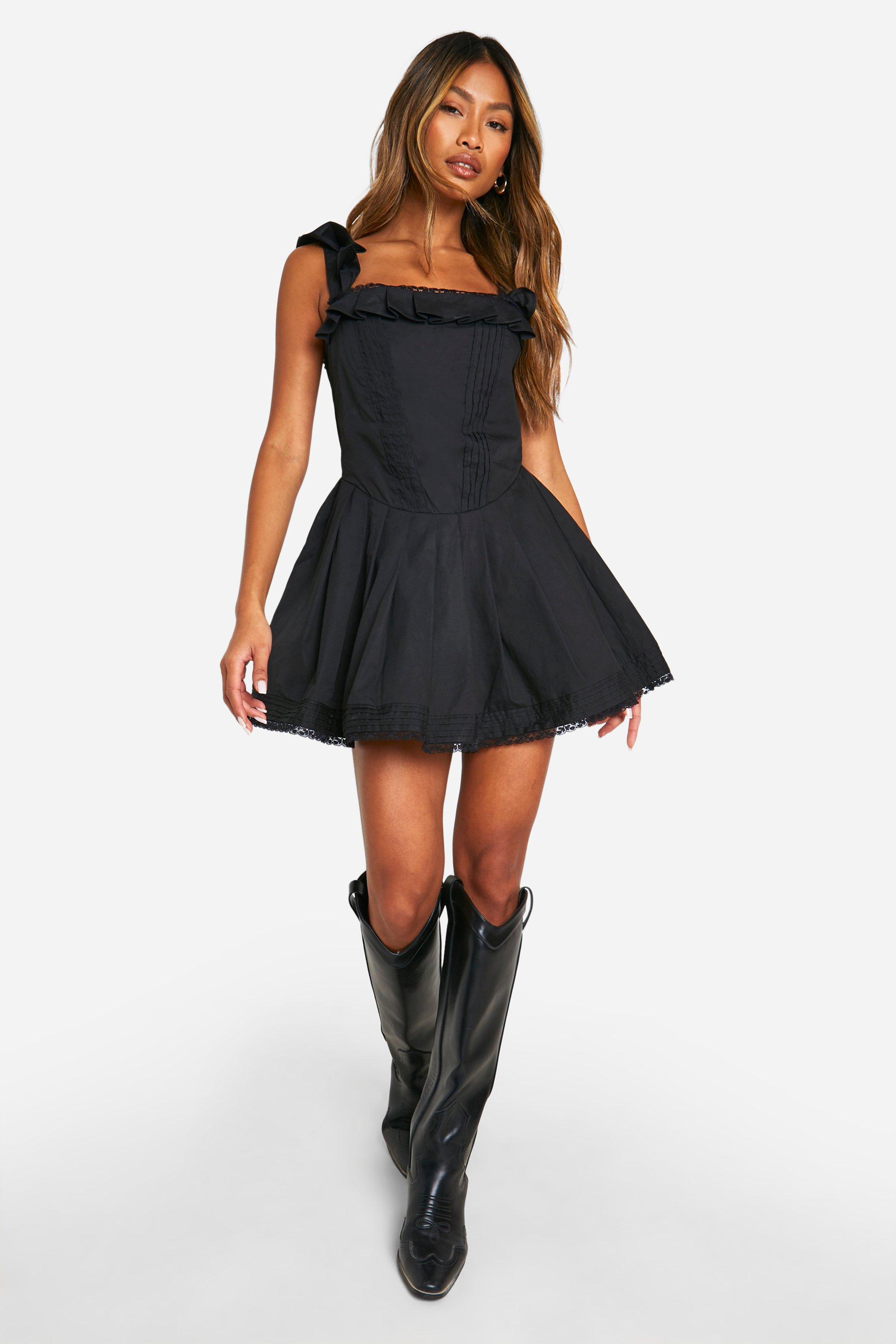 Cotton Milkmaid Frill Dress | boohoo