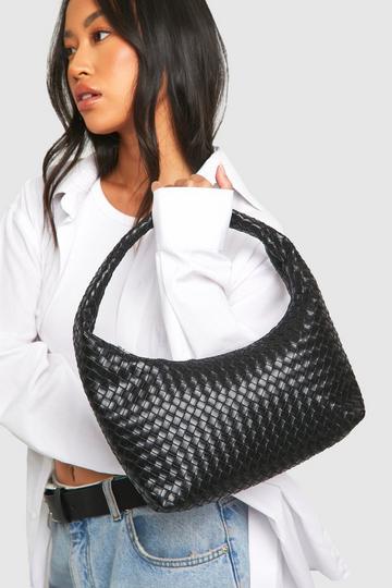 Woven Shoulder Bag black