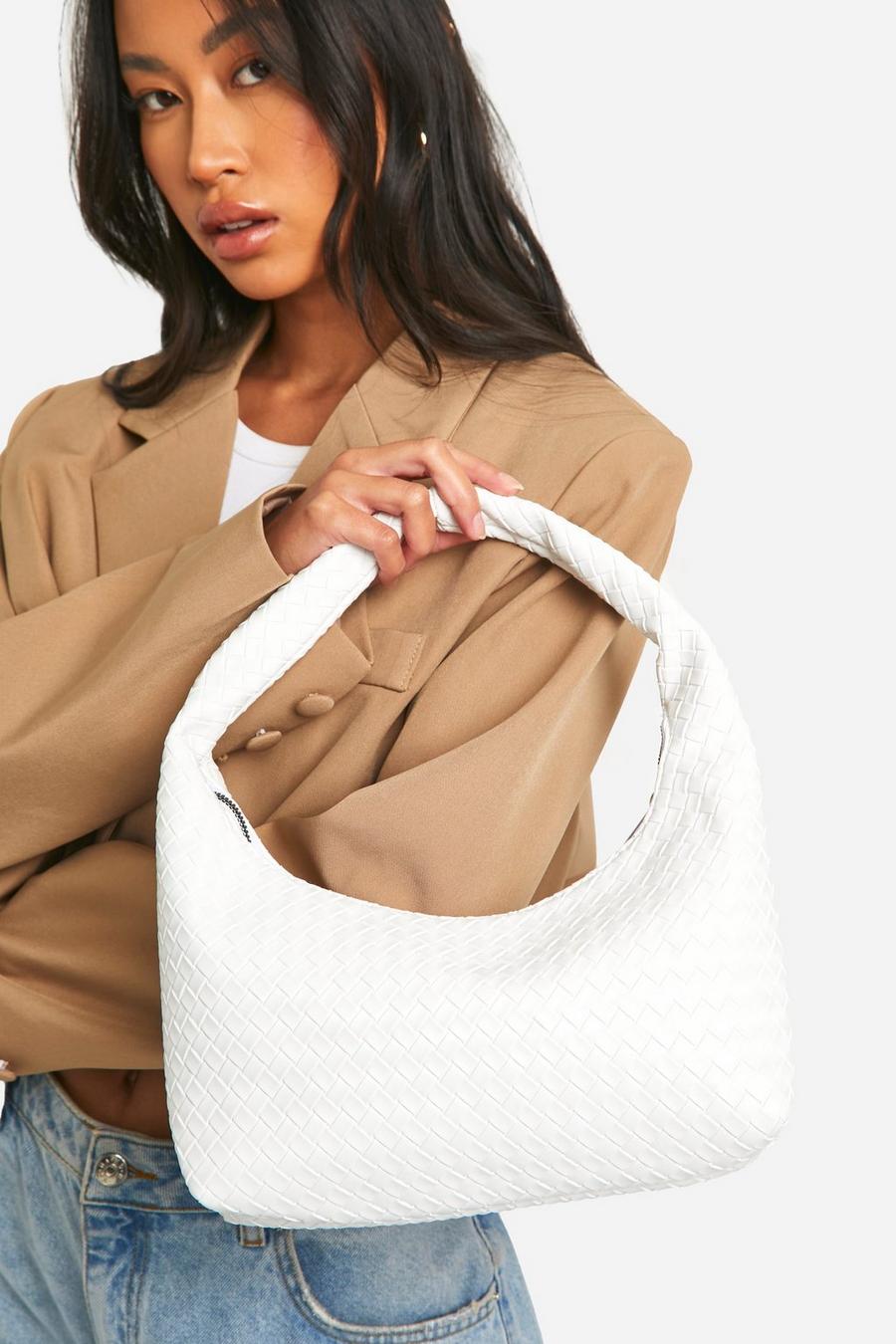 White Woven Shoulder Bag  